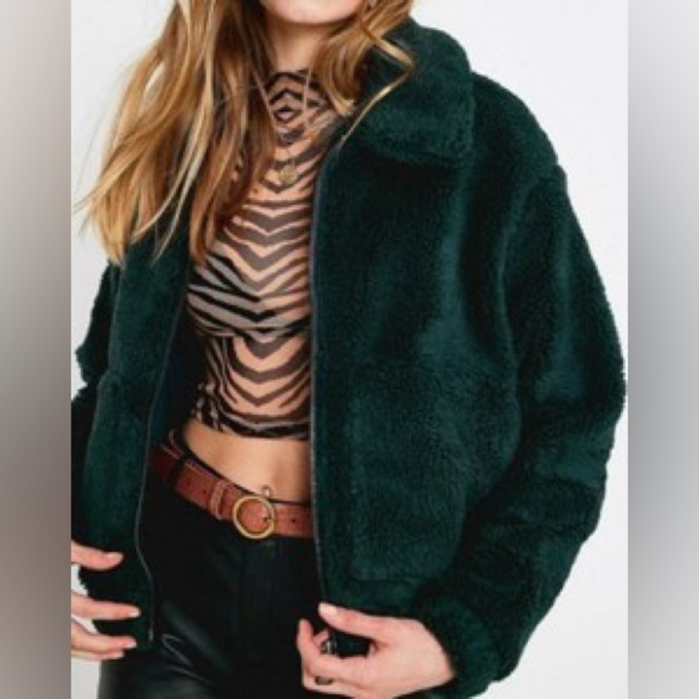 Urban Outfitters Teddy Bear Dark Green Jacket